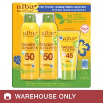 Alba Botanica Hawaiian Sunscreen 2/6.0 oz Spray + 3.0 oz Lotion