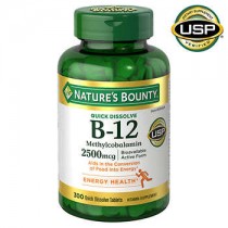 自然之宝Nature's Bounty 维生素B12 樱桃口味含片300片